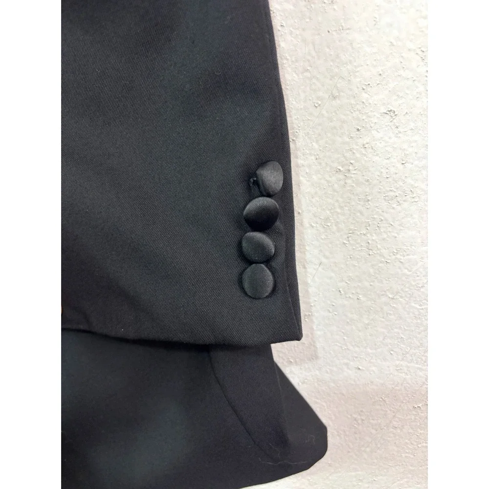 Hart Schaffner Marx 46XL 46L Black‎ Tuxedo Jacket Blazer Tux Evening Formal Wool